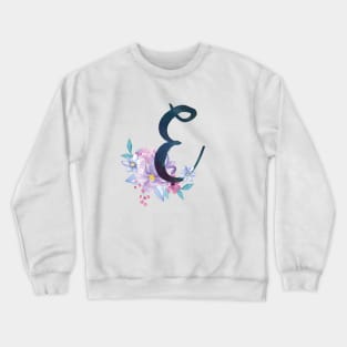 Floral Monogram E Pretty Lilac Bouquet Crewneck Sweatshirt